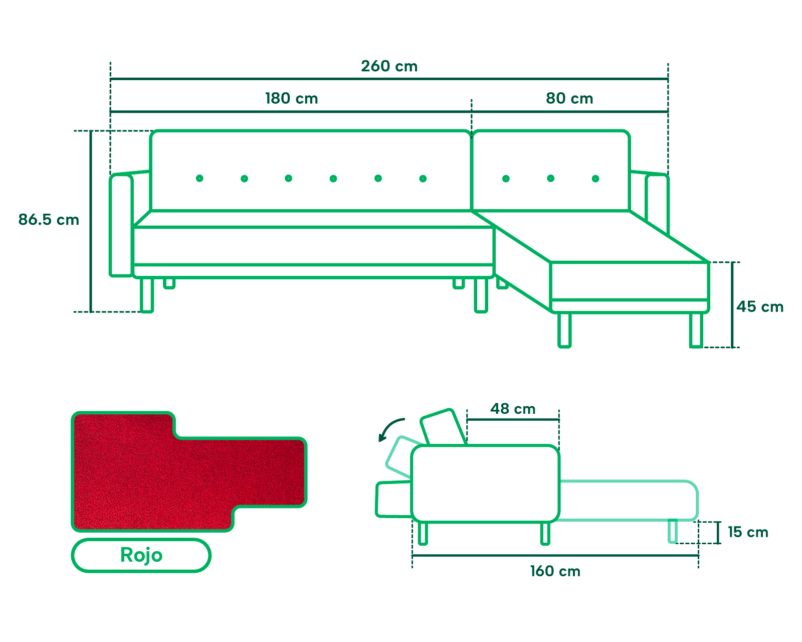 Foto 7 | Sala Modular Makora Sampeiro Con Tecnología Beehive Airflex Foam Reversible Roja