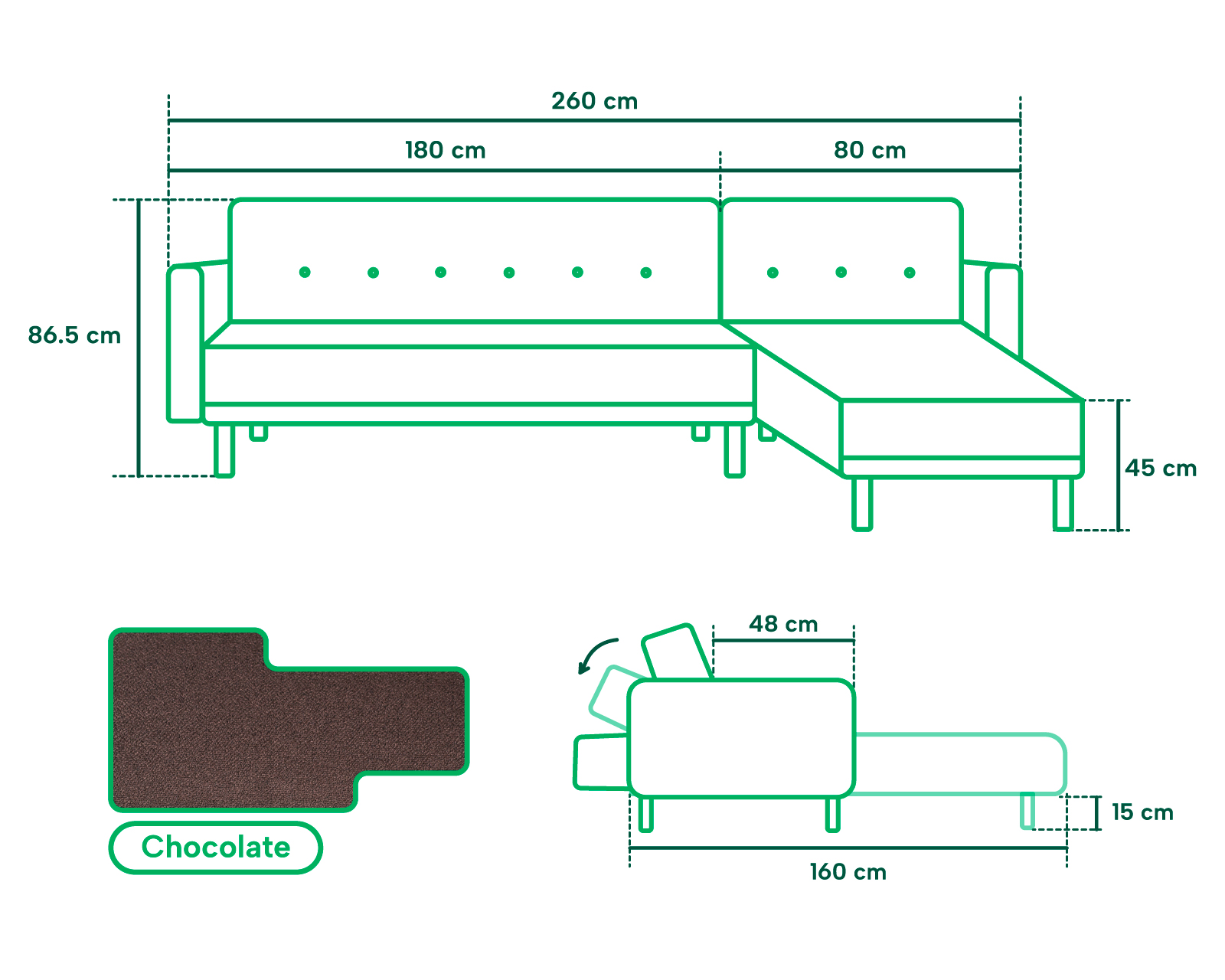 Foto 7 | Sala Modular Makora Sampeiro Con Tecnología Beehive Airflex Foam Reversible Chocolate