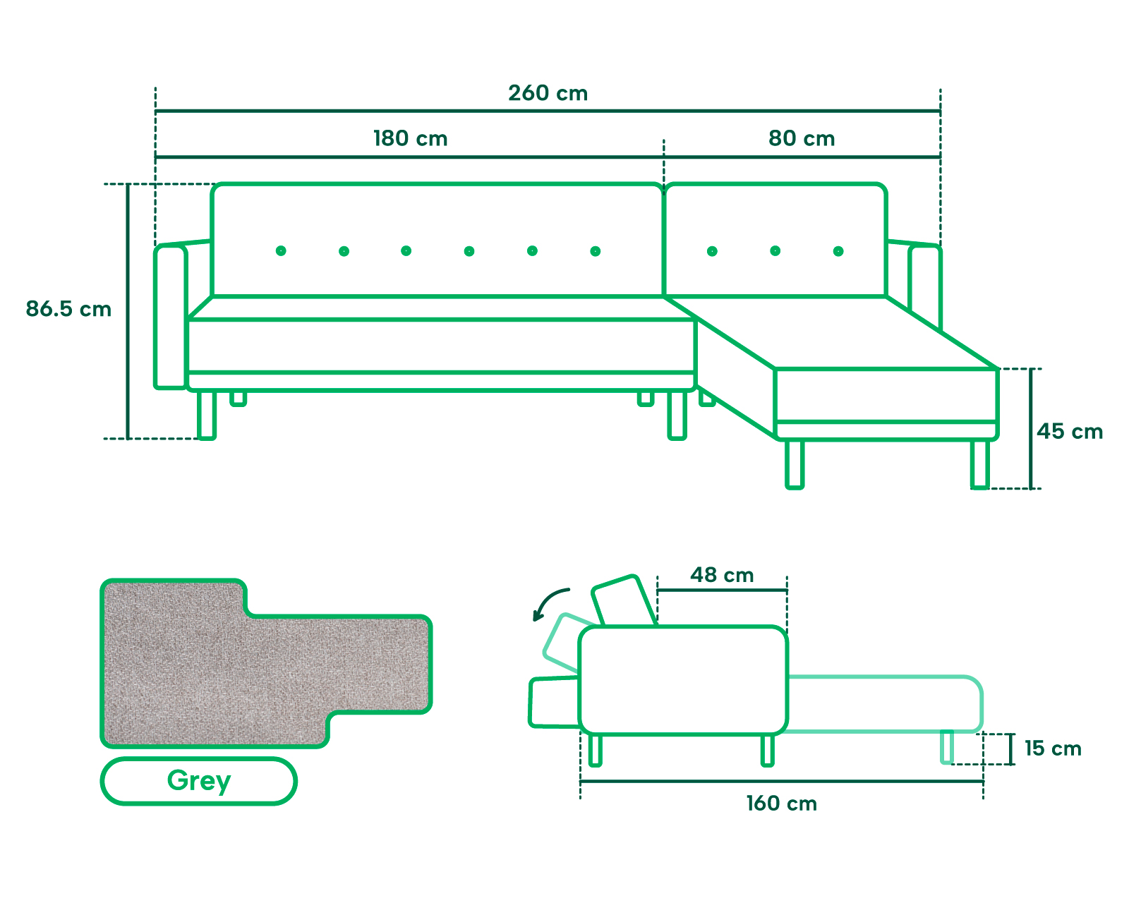 Foto 7 | Sala Modular Makora Sampeiro Gris Claro