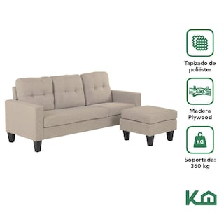 Foto 3 | Sillón Esquinero KingsHouse Beige Reversible de Madera