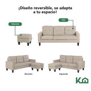 Foto 4 | Sillón Esquinero KingsHouse Beige Reversible de Madera
