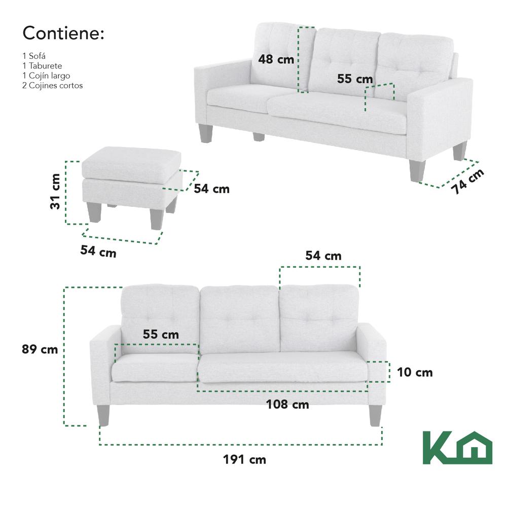Foto 7 pulgar | Sillón Esquinero KingsHouse Beige Reversible de Madera