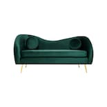 Sofá De 3 Plazas Tapizado En Terciopelo Verde. Estructura De Madera Sólida Y Patas De Metal