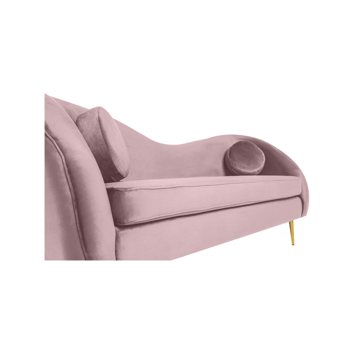 Foto 5 | Sofá De 3 Plazas Tapizado En Terciopelo Rosa. Estructura De Madera Sólida Y Patas De Metal