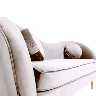 Foto 5 | Sofá De 2 Plazas Tapizado En Terciopelo Color Beige. Estructura De Madera Sólida Y Patas De Metal