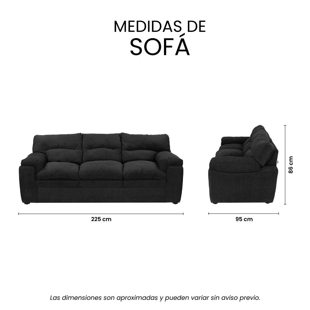 Foto 8 pulgar | Sofá Trinity Cosmo Color Negro 3 Plazas
