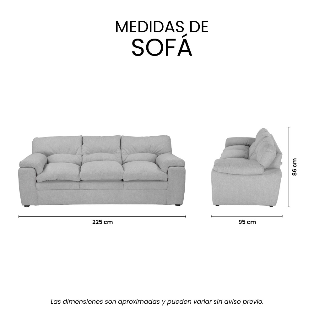 Foto 8 pulgar | Sofá Trinity Cosmo Color Plata 3 Plazas