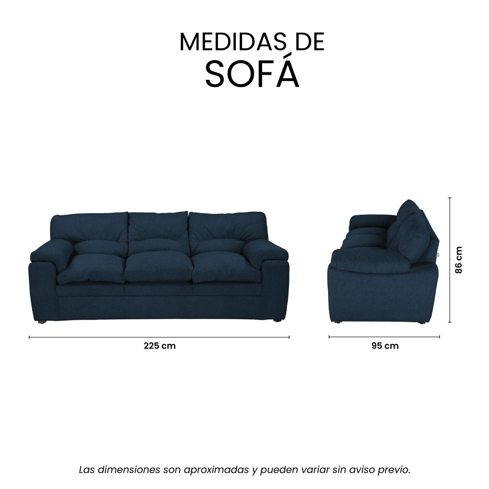 Foto 8 | Sofá Trinity Cosmo Color Azul 3 Plazas