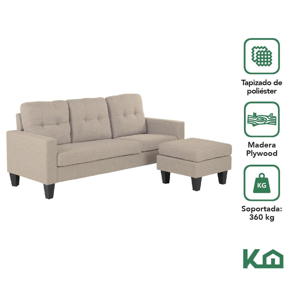 Foto 4 pulgar | Sofá Sala Esquinera Izquierda Sillón Reversible Madera