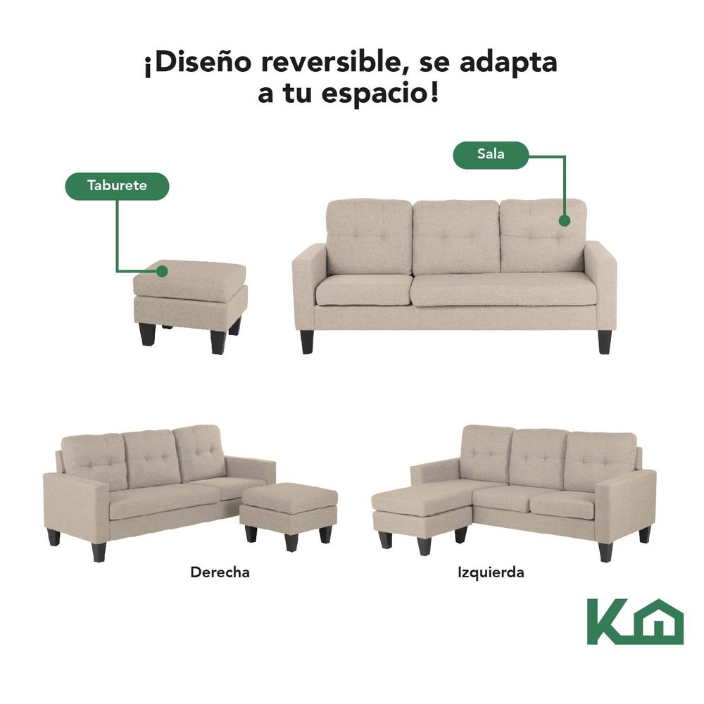 Foto 5 pulgar | Sofá Sala Esquinera Izquierda Sillón Reversible Madera