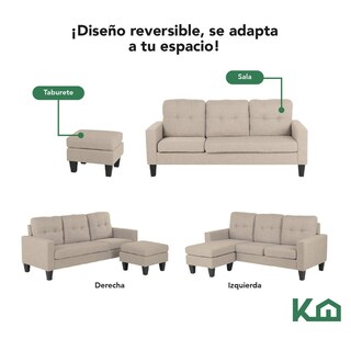 Foto 4 | Sofá Sala Esquinera Izquierda Sillón Reversible Madera