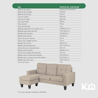 Foto 8 | Sofá Sala Esquinera Izquierda Sillón Reversible Madera