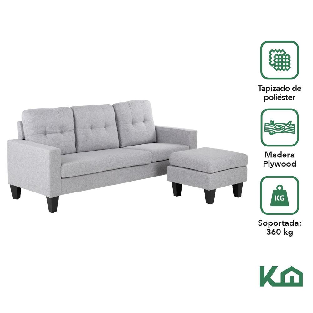 Foto 4 pulgar | Sofá Sala Esquinera Izquierda Sillón Reversible Madera
