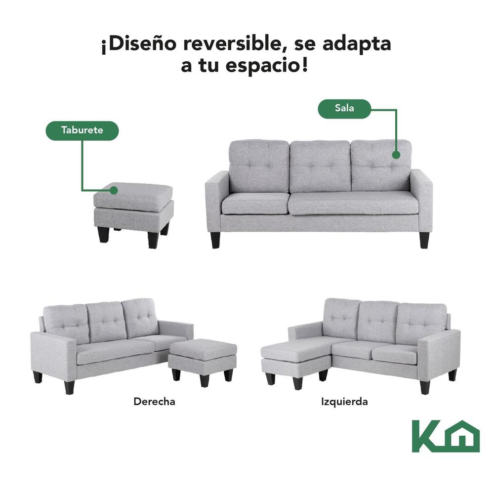 Foto 5 pulgar | Sofá Sala Esquinera Izquierda Sillón Reversible Madera