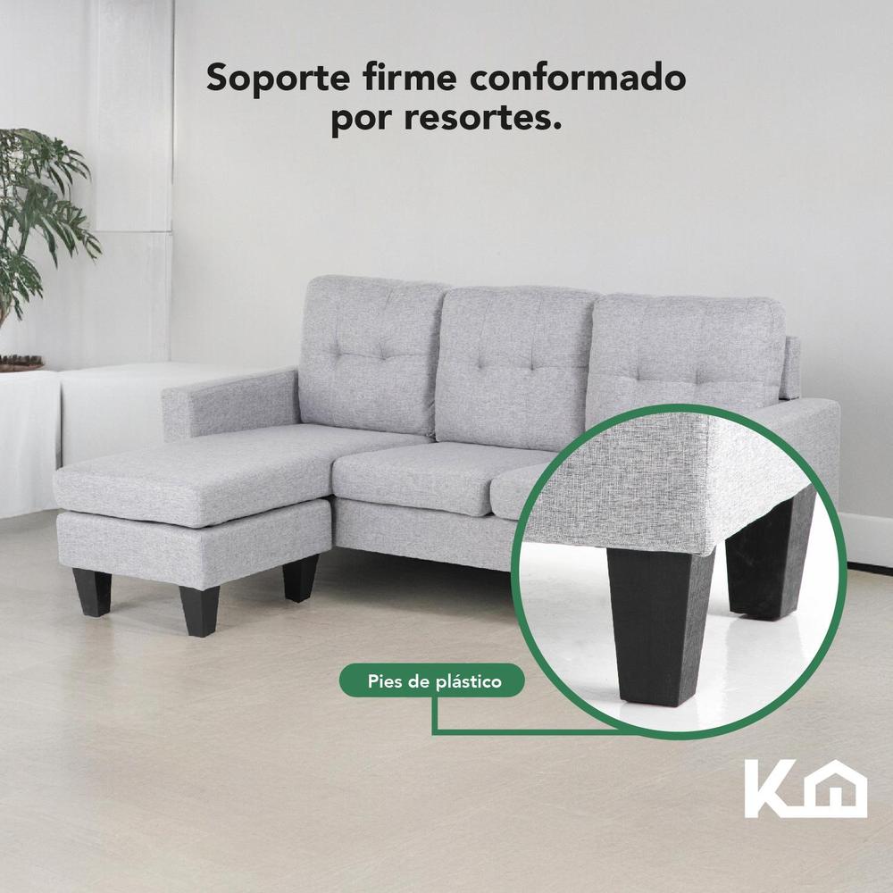 Foto 8 pulgar | Sofá Sala Esquinera Izquierda Sillón Reversible Madera