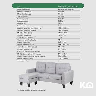 Foto 8 | Sofá Sala Esquinera Izquierda Sillón Reversible Madera