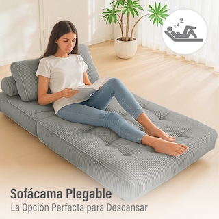 Foto 2 | Magma Life Sofá Plegable 2 En 1, Terciopelo Suave, Relleno De Memory Foam, Respaldo Antideslizante, Color Gris, 85x8