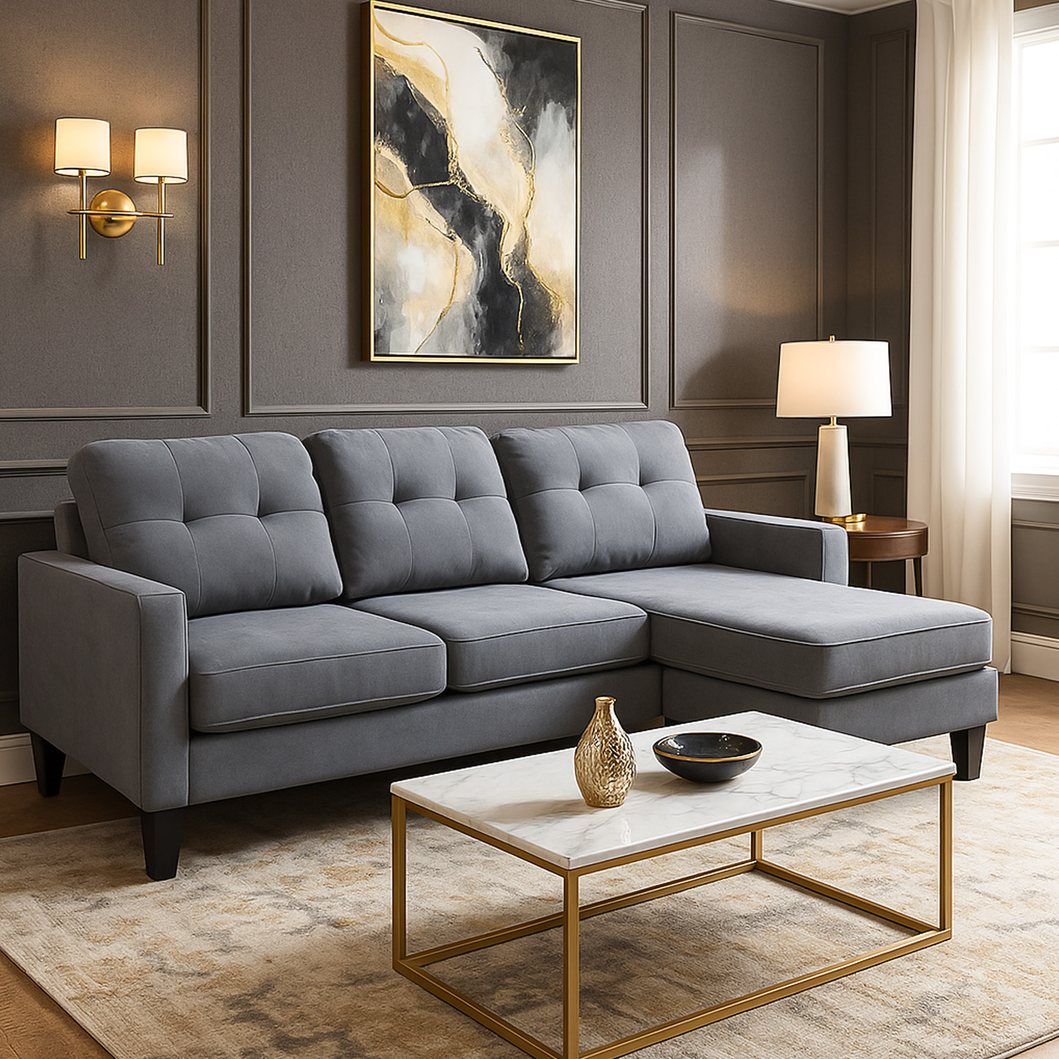 Sala Esquinero De 3 Plazas Con Chaise Integrado Lisboa