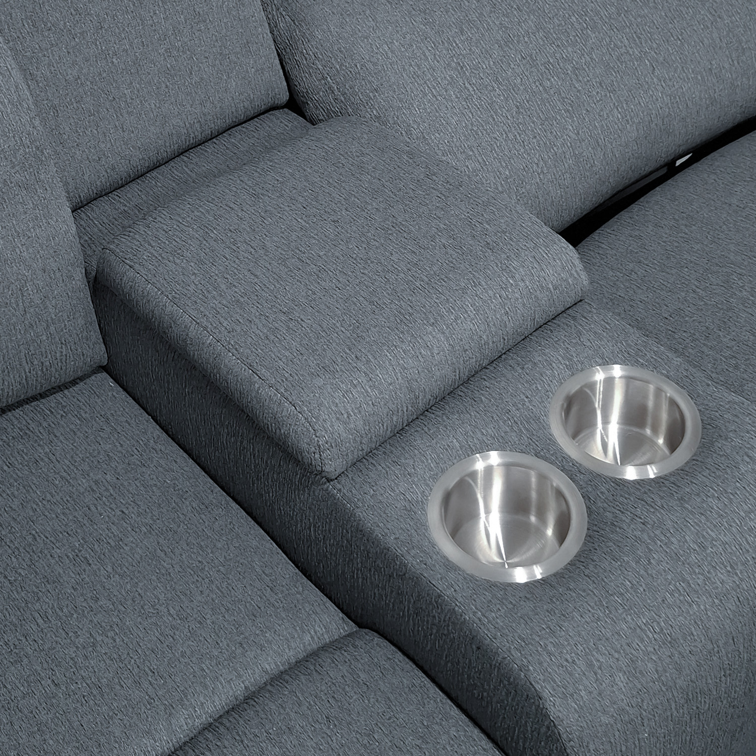 Foto 3 pulgar | Sala Esquinero Reclinable De 6 Plazas Color Gris Con Consola Y Portavasos