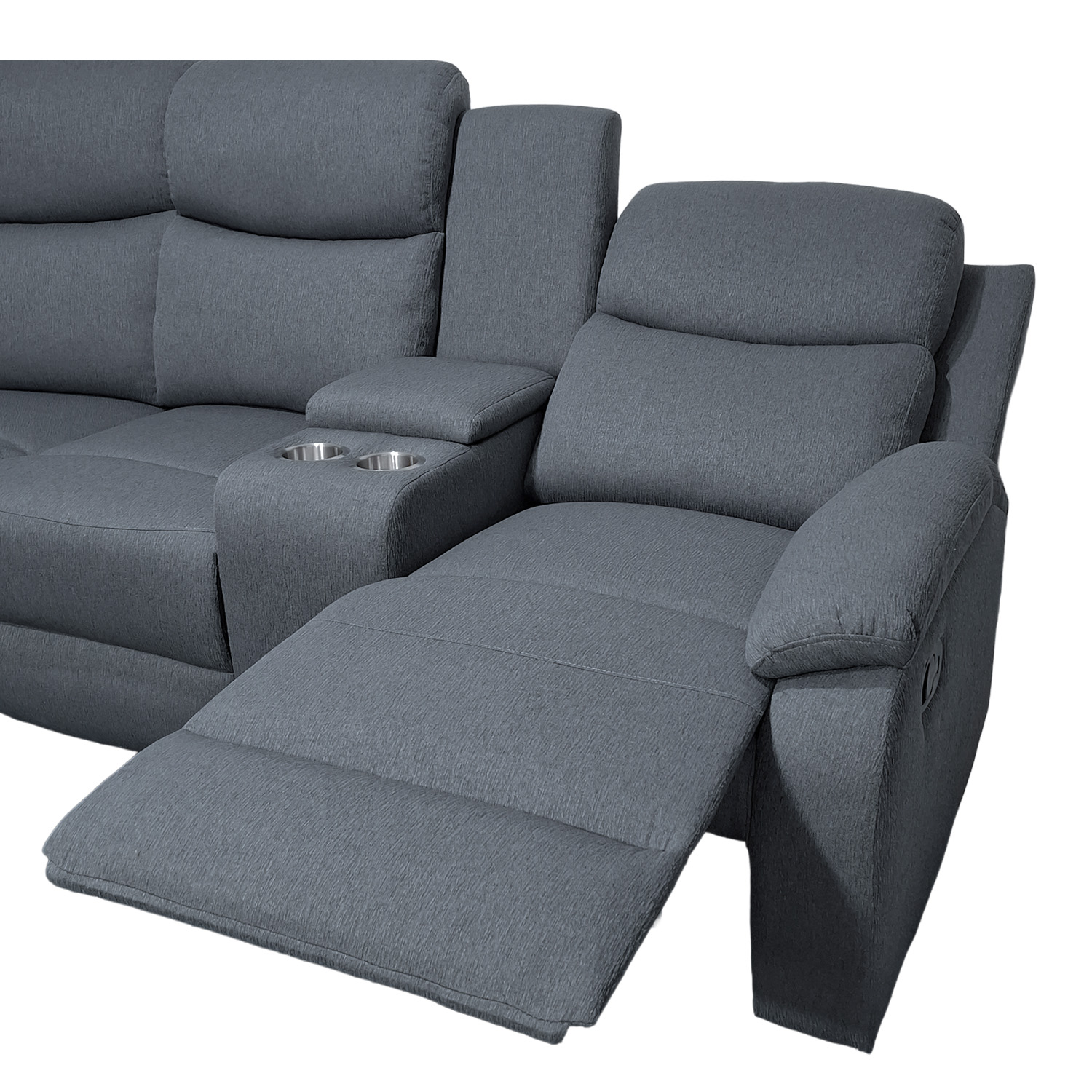 Foto 4 pulgar | Sala Esquinero Reclinable De 6 Plazas Color Gris Con Consola Y Portavasos