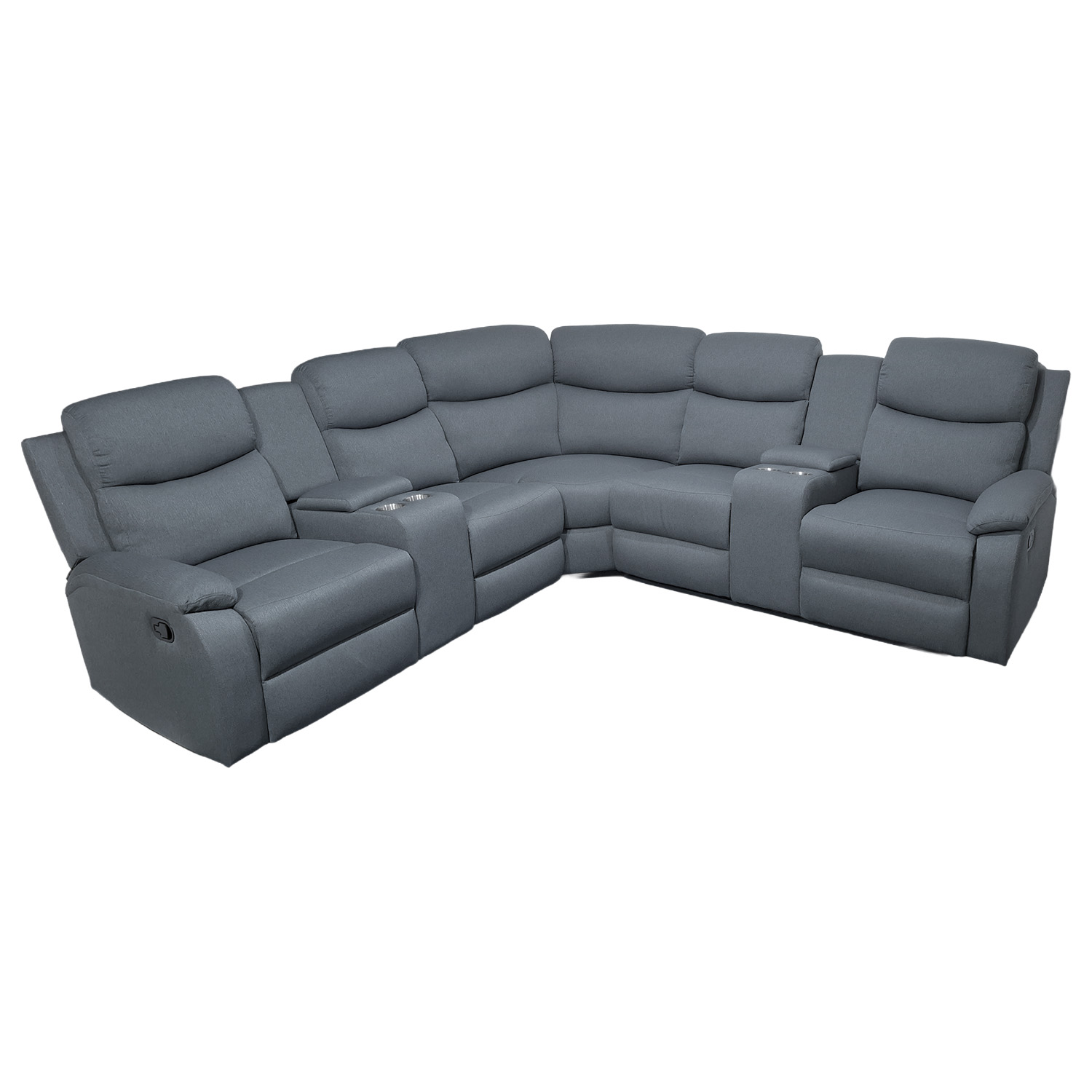 Foto 5 | Sala Esquinero Reclinable De 6 Plazas Color Gris Con Consola Y Portavasos