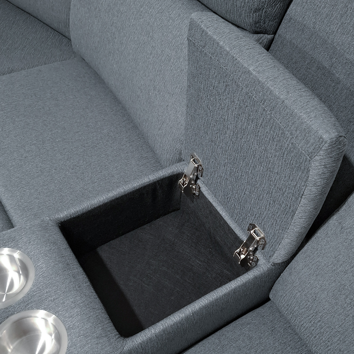 Foto 6 | Sala Esquinero Reclinable De 6 Plazas Color Gris Con Consola Y Portavasos