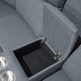 Foto 6 | Sala Esquinero Reclinable De 6 Plazas Color Gris Con Consola Y Portavasos