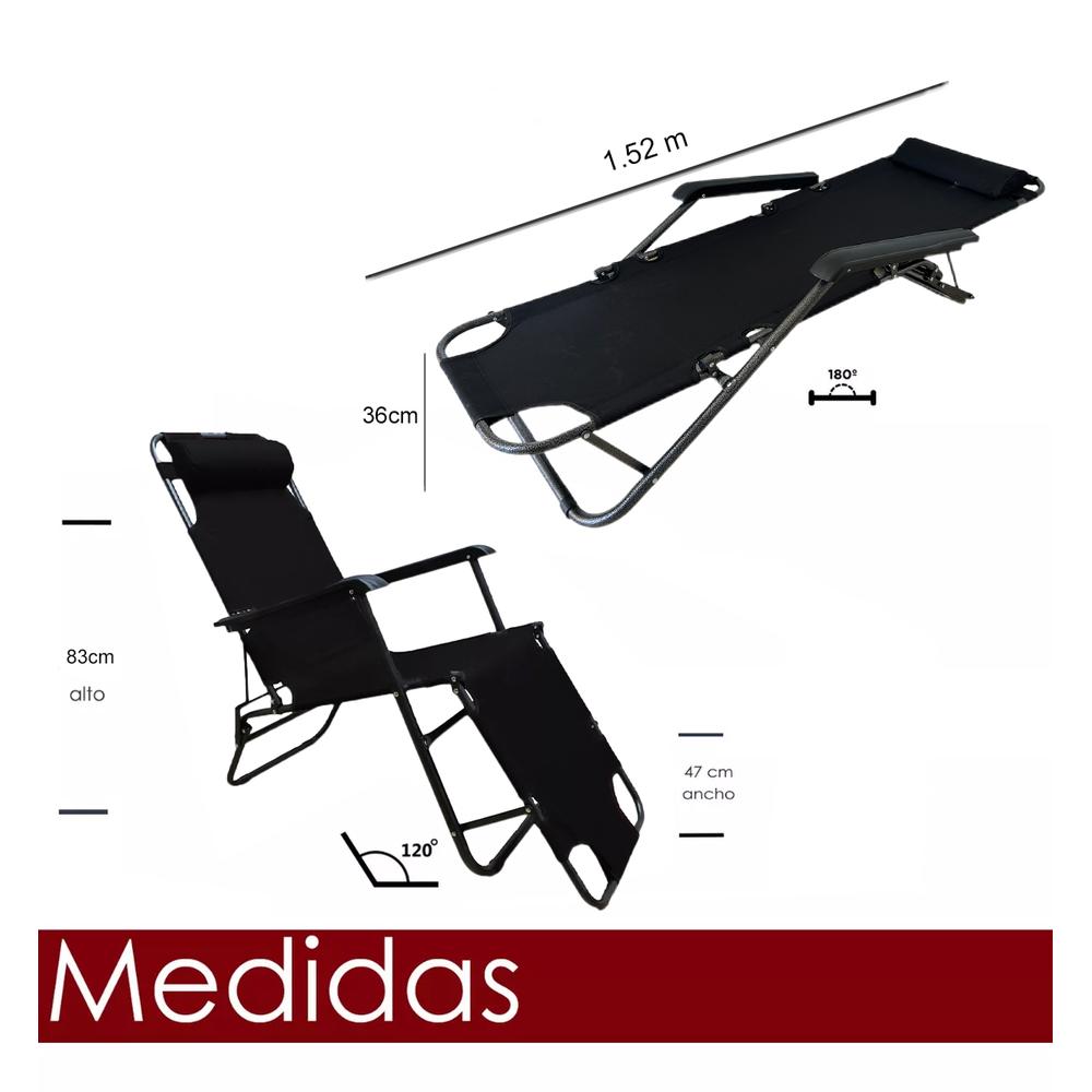 Foto 5 | 2 Sillas Camastro Plegable Reclinable Jardín Playa Alberca