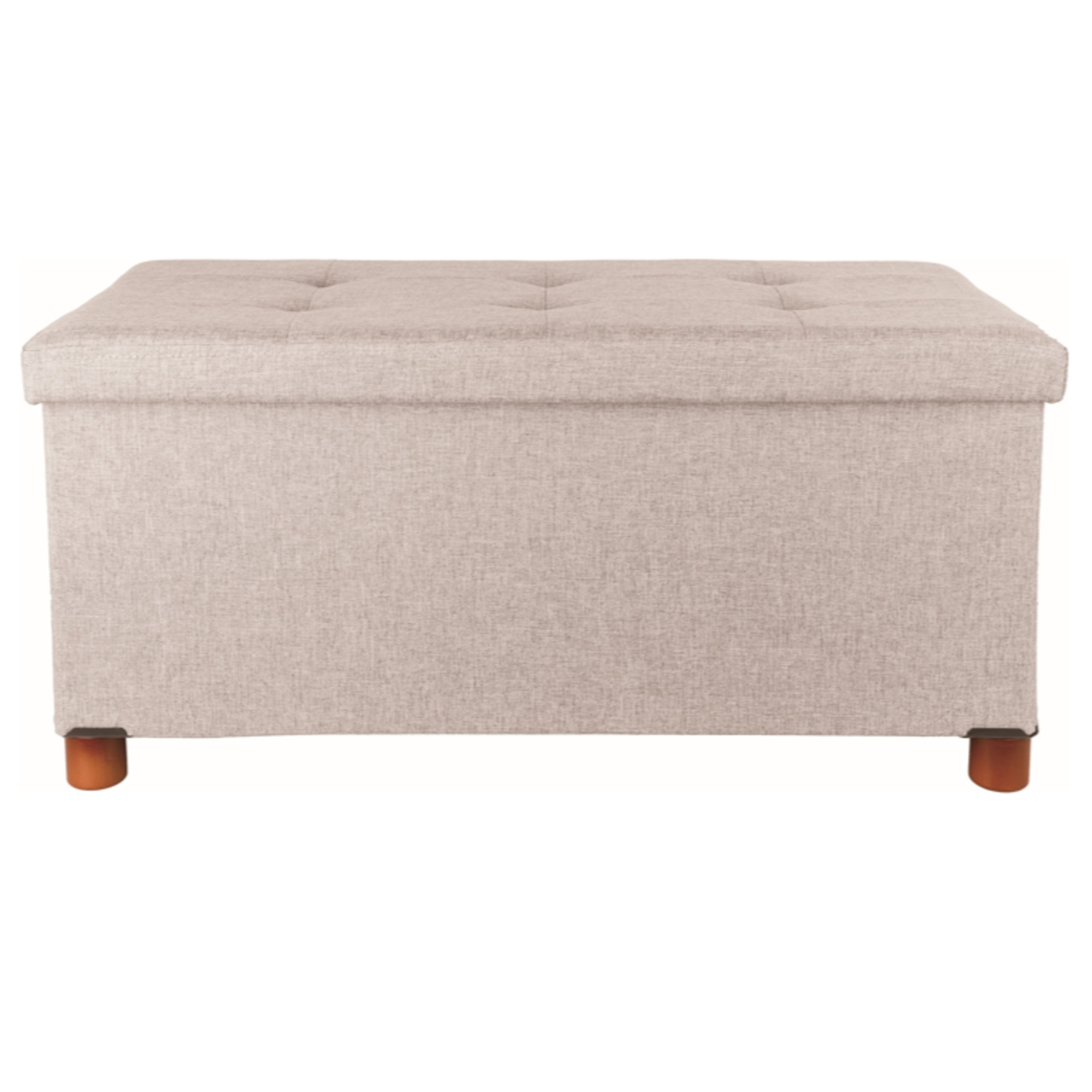 Taburete Otomano De Lino Beige Doble Plaza