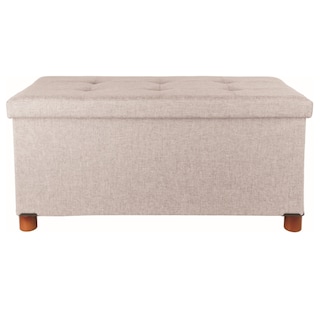 Foto 1 | Taburete Otomano De Lino Beige Doble Plaza