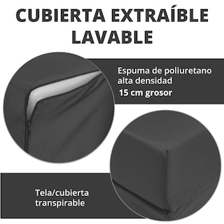 Foto 3 | Sofá Cama Portátil Onof Sci-n Plegable 2 n 1 Matrimonial Gris Grafito