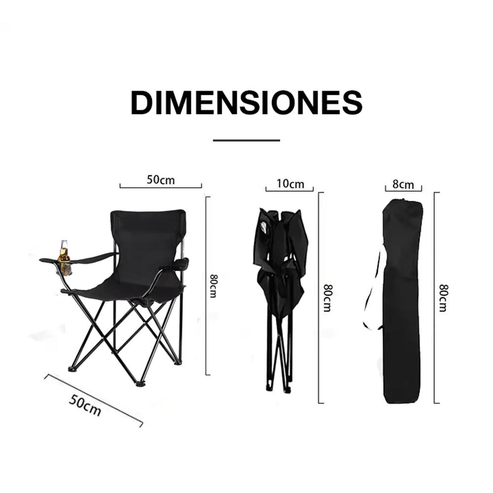 Foto 2 | Silla de Playa CJR Negra Plegable Reclinable con Funda para Exterior 5 Piezas