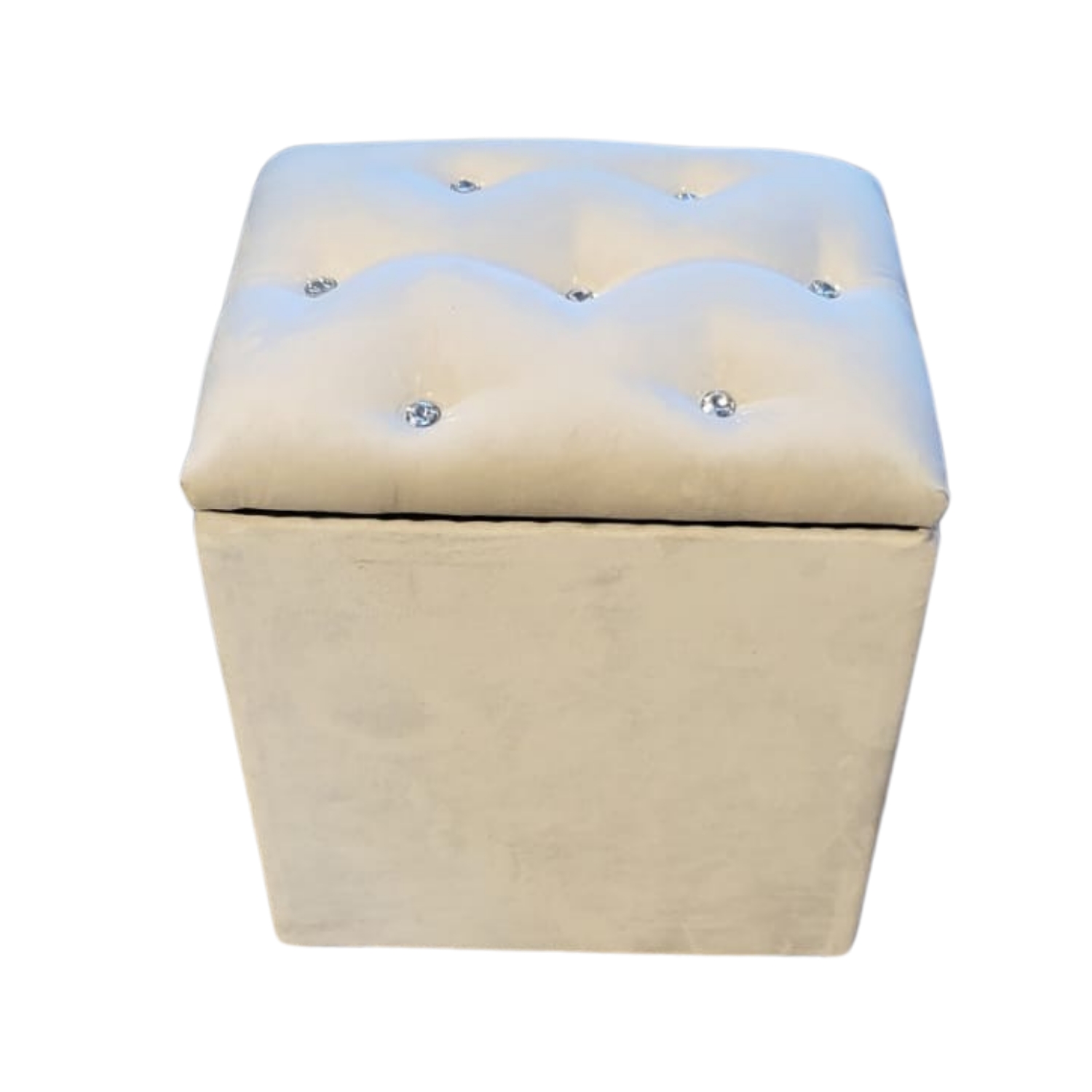 Puff Baul Ecru Push Diamante Rimar 40 x 33 x 50 cm - Venta Internacional