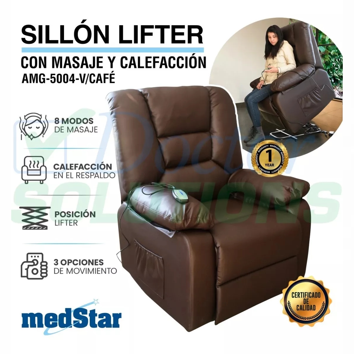 Foto 3 pulgar | Sillón de Masaje Eléctrico Reposet Eleva Usuario 45° Con Calor