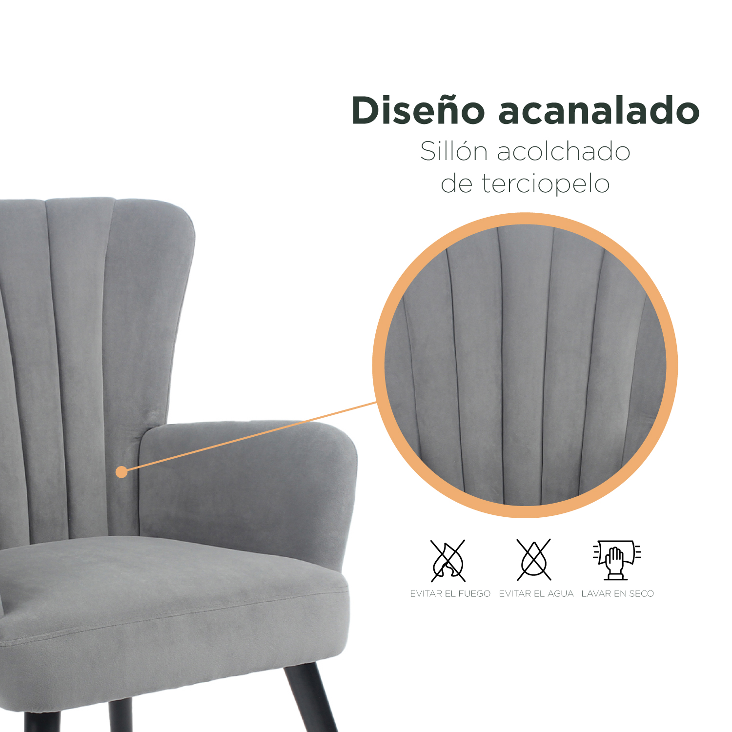 Foto 7 pulgar | Sillón Individual Top Living Azalia-a Gris