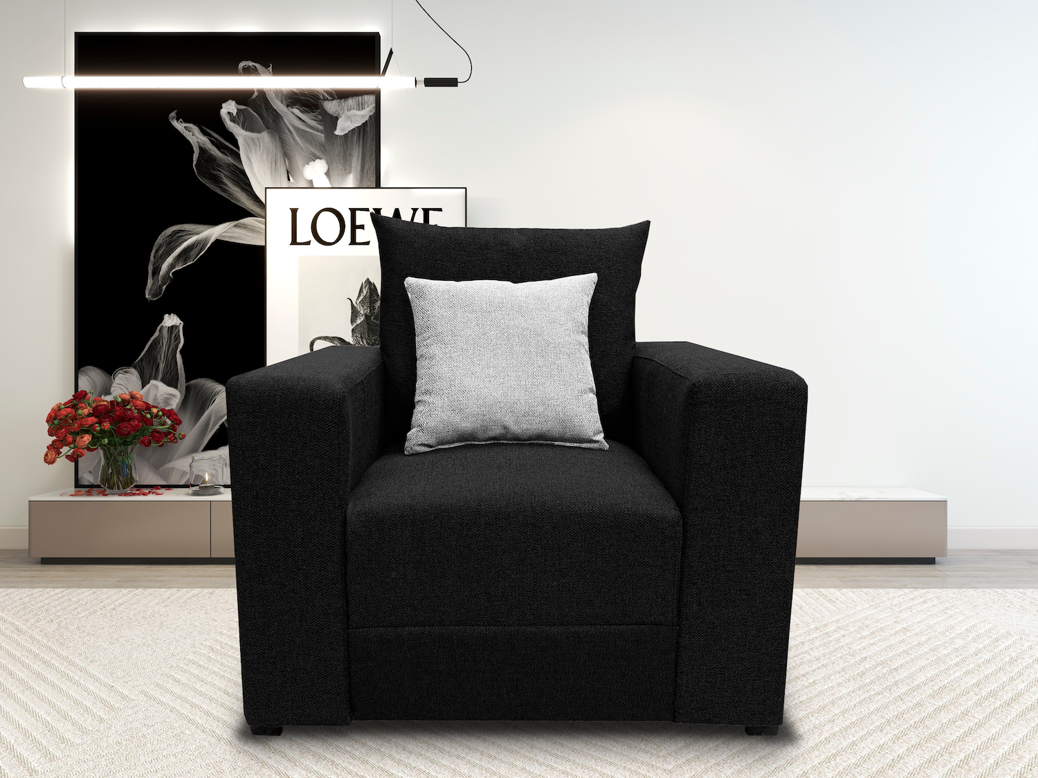 Foto 3 pulgar | Sillón El Bazar Store Miami Lino Negro 1 Plaza Modular