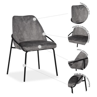 Foto 5 | Silla de Comedor Mundo In 3093 Budelli Gris