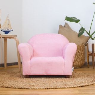 Foto 1 | Sillón Princesa Rosa Tapizado en Microsuede Patas de Madera Desmontables Fácil de Aspirar y Trasportar