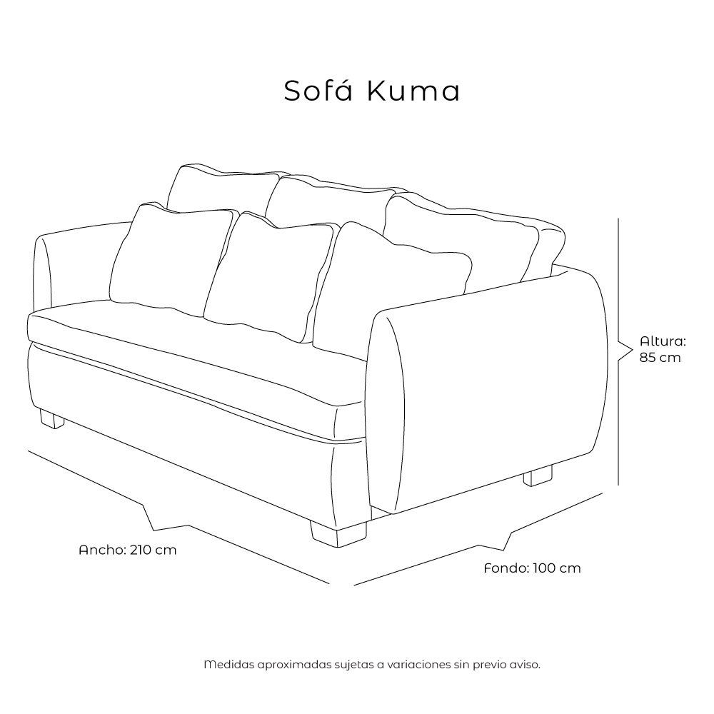 Foto 7 pulgar | Sofa 3 Plazas Kuma Plata