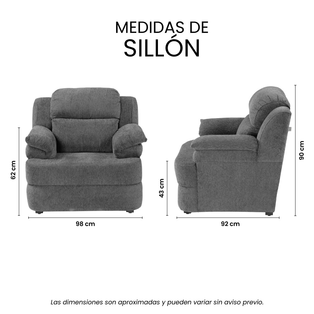 Foto 7 | Sillón Trinity  Kendra Color Gris Oscuro 1 Plaza