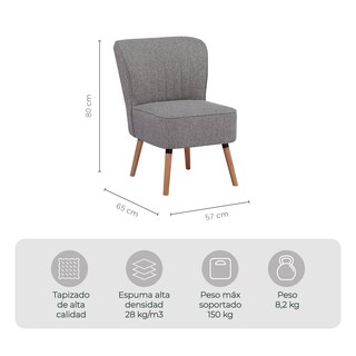 Foto 3 | Sillón Individual Relan Olena Tapizado Gris