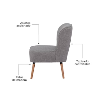 Foto 5 | Sillón Individual Relan Olena Tapizado Gris