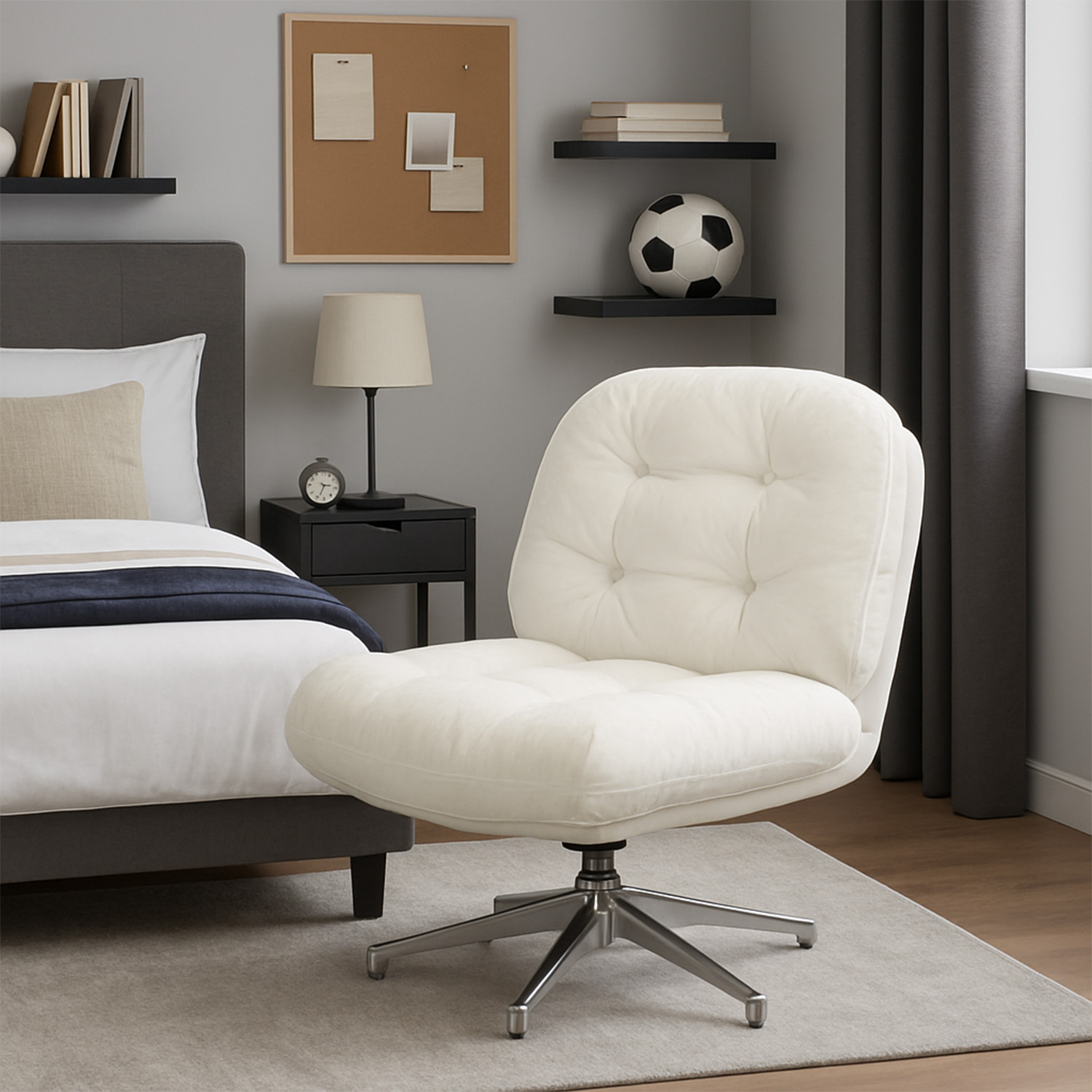 Foto 2 pulgar | Sillón Oasis Decorativo De Sala En Terciopelo Beige Con Patas Metálicas
