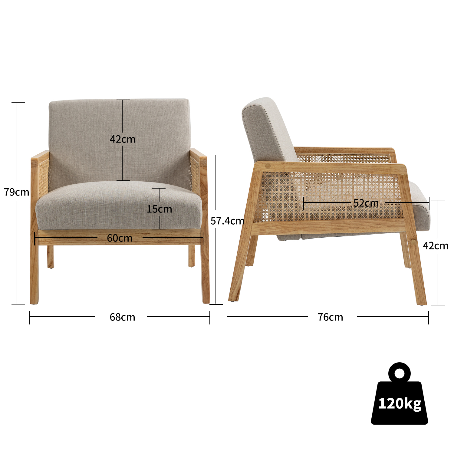 Foto 2 | Silla De Estar Con Diseño Natural Beige
