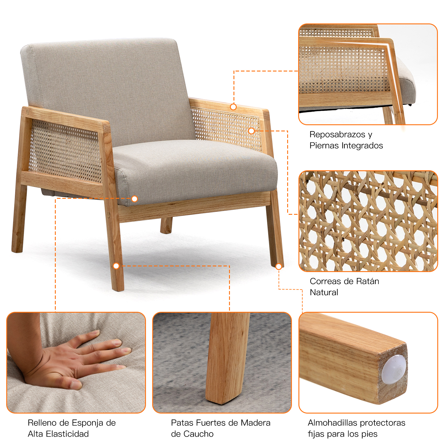 Foto 3 | Silla De Estar Con Diseño Natural Beige