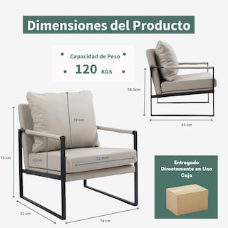 Foto 3 | Sillon Moderno Silla Individual Con Cojín Sillon Gris Gomyhome