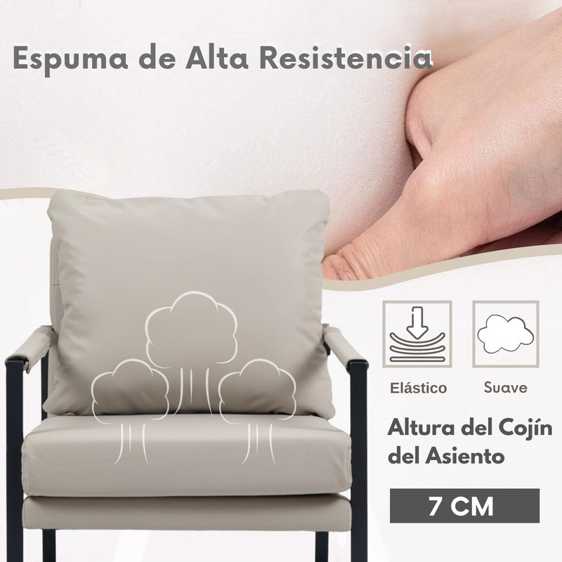 Foto 7 pulgar | Sillon Moderno Silla Individual Con Cojín Sillon Gris Gomyhome