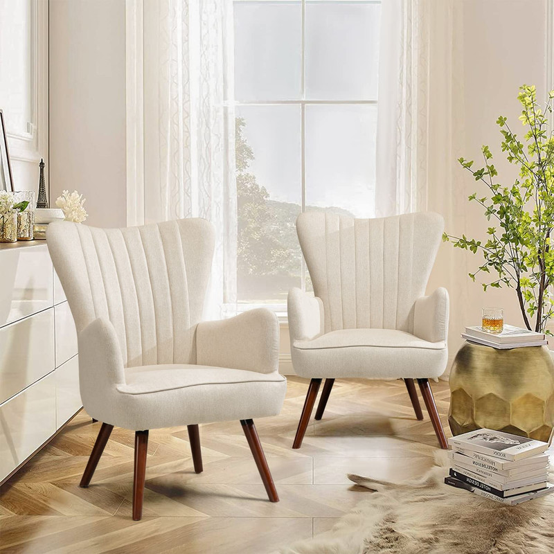 Foto 2 pulgar | Sillon Individual Terciopelo Sillon Occasional De Madera Beige Gomyhome