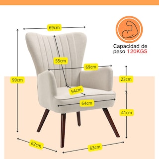Foto 2 | Sillon Individual Terciopelo Sillon Occasional De Madera Beige Gomyhome