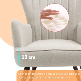 Foto 6 | Sillon Individual Terciopelo Sillon Occasional De Madera Beige Gomyhome